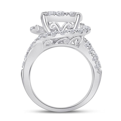 14k White Gold Princess Diamond Bridal Wedding Ring Set 3 Cttw