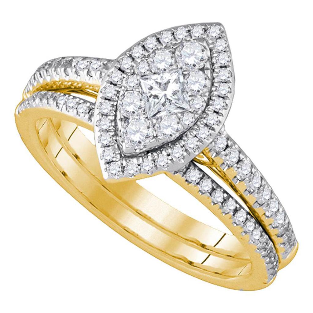 14k Yellow Gold Princess Diamond Bridal Wedding Ring Set 3/4 Cttw
