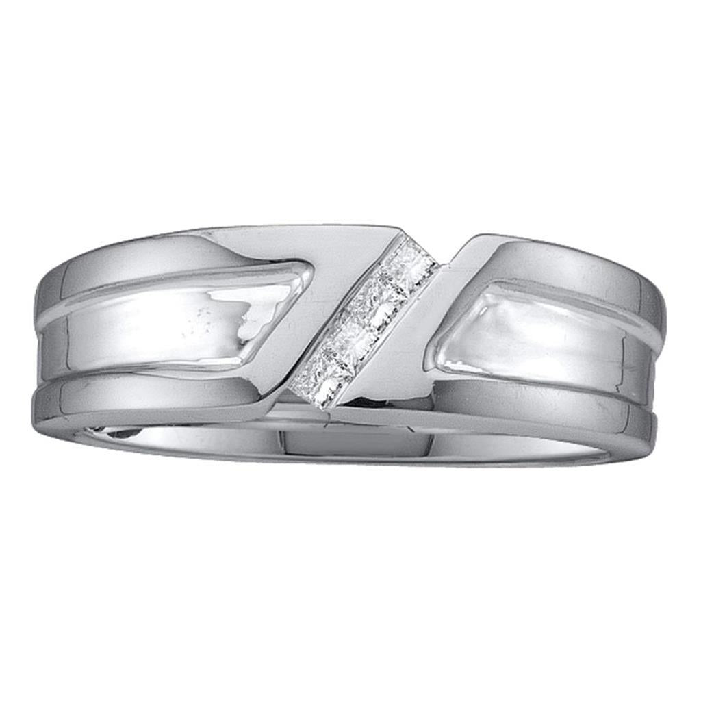 14k White Gold Princess Diamond Band Ring 1/6 Cttw