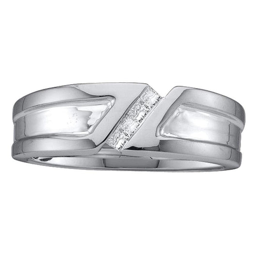 14k White Gold Princess Diamond Band Ring 1/6 Cttw