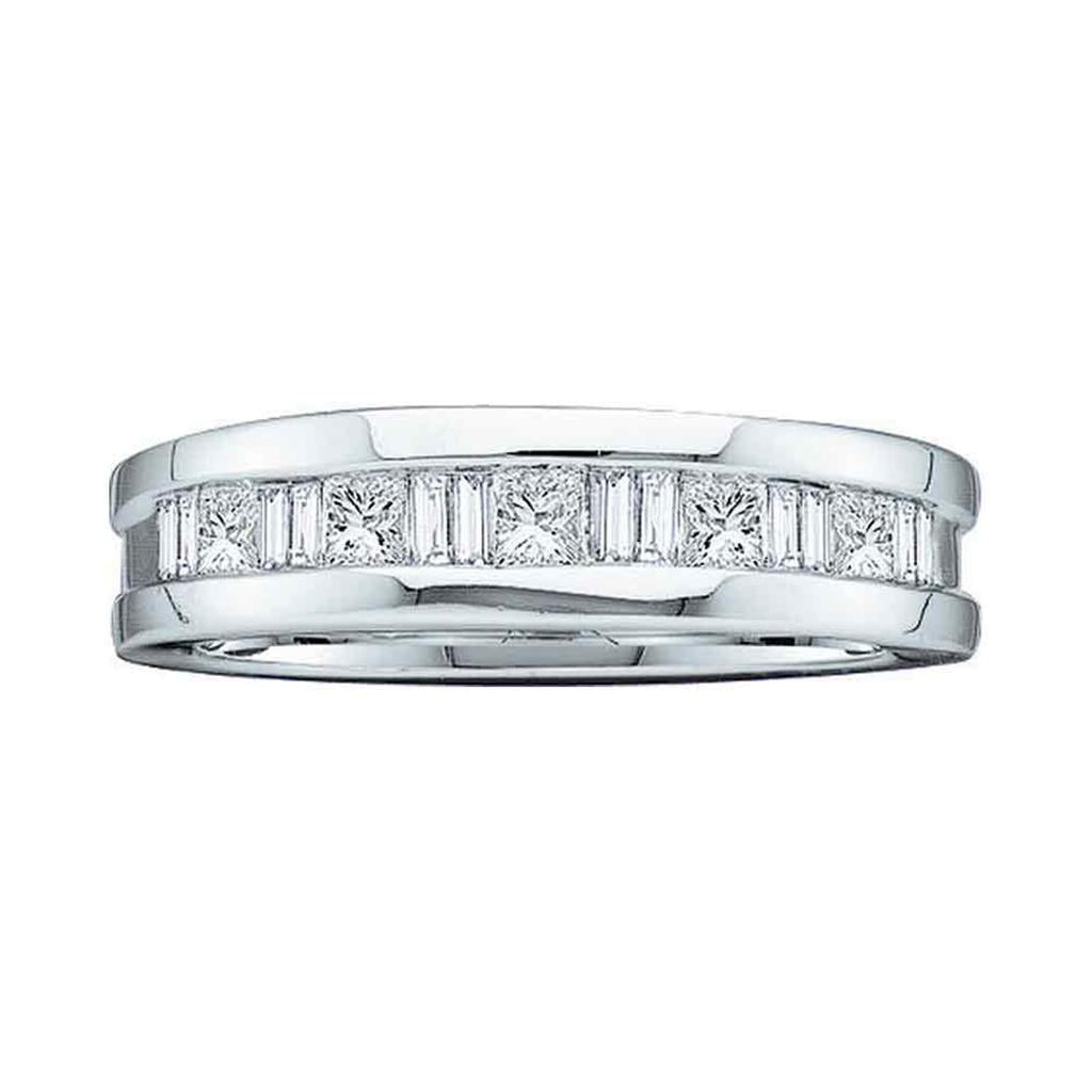 14k White Gold Princess Diamond Wedding Band Ring 1/2 Cttw