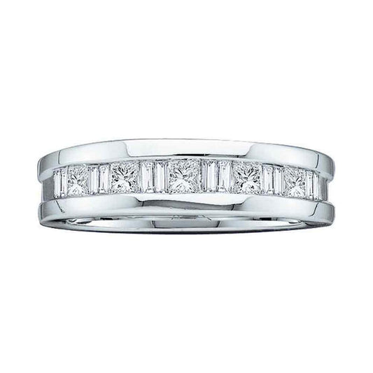 14k White Gold Princess Diamond Wedding Band Ring 1/2 Cttw