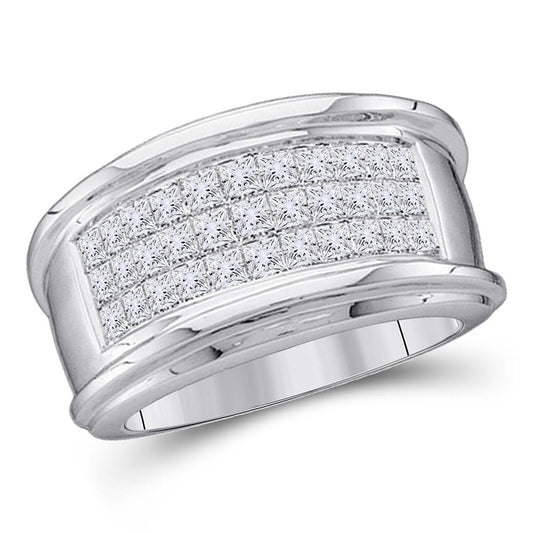 14k White Gold Princess Diamond Comfort Wedding Band 1/2 Cttw