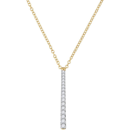 10k Yellow Gold Round Diamond Stick Drop Fashion Pendant 1/5 Cttw