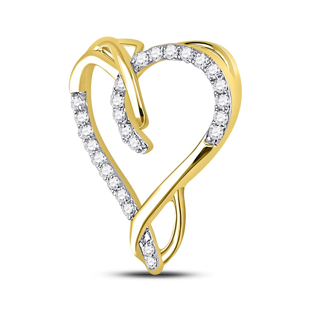 10k Yellow Gold Round Diamond Heart Pendant 1/8 Cttw