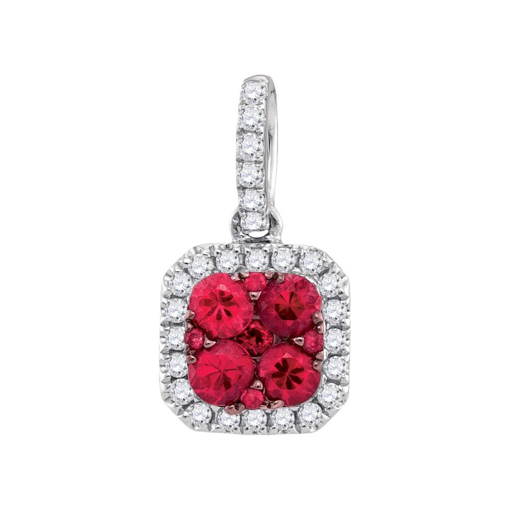 1/6CTW-Diamond 3/8(MIN)CT RUBY PENDANT