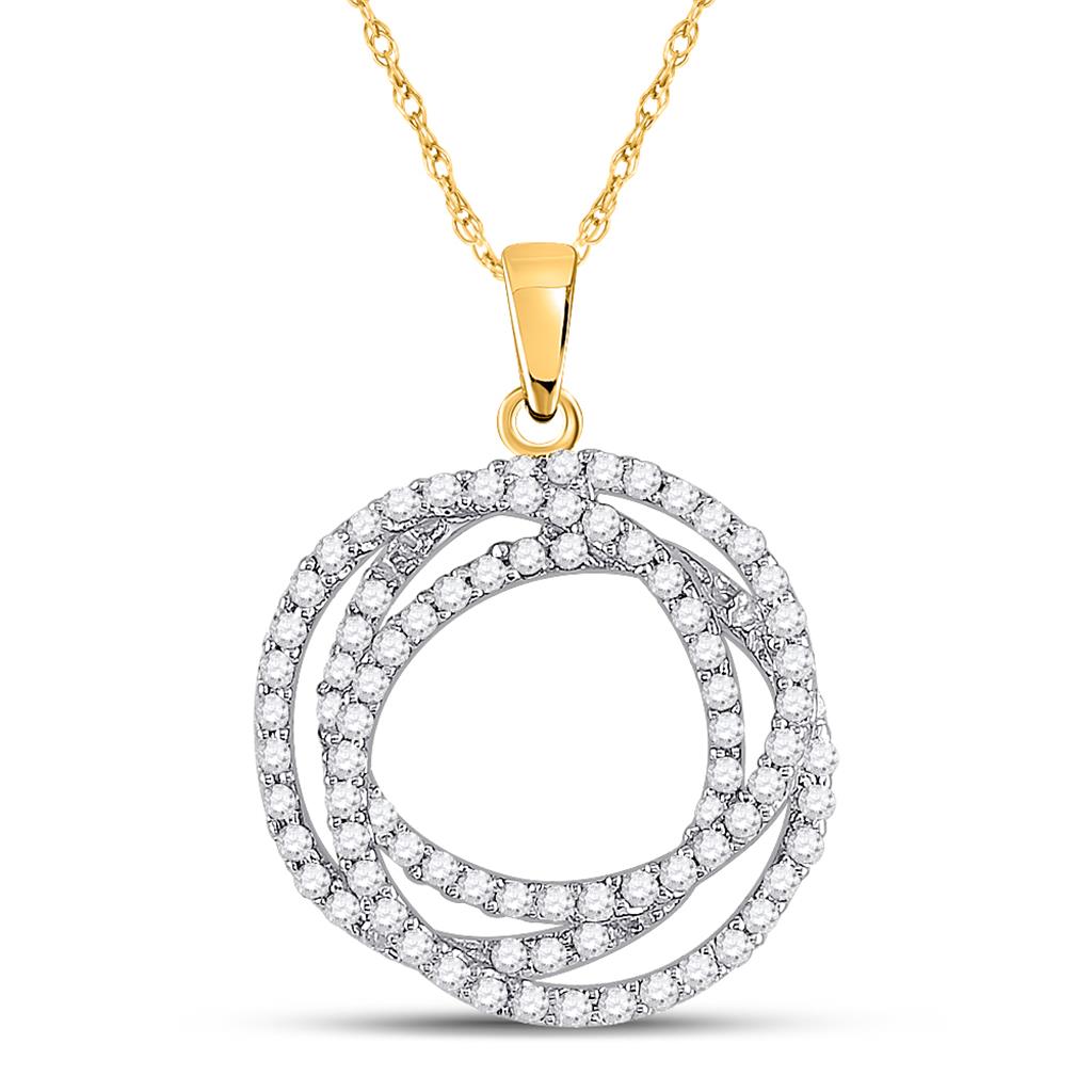 10k Yellow Gold Round Diamond Circle Pendant 5/8 Cttw