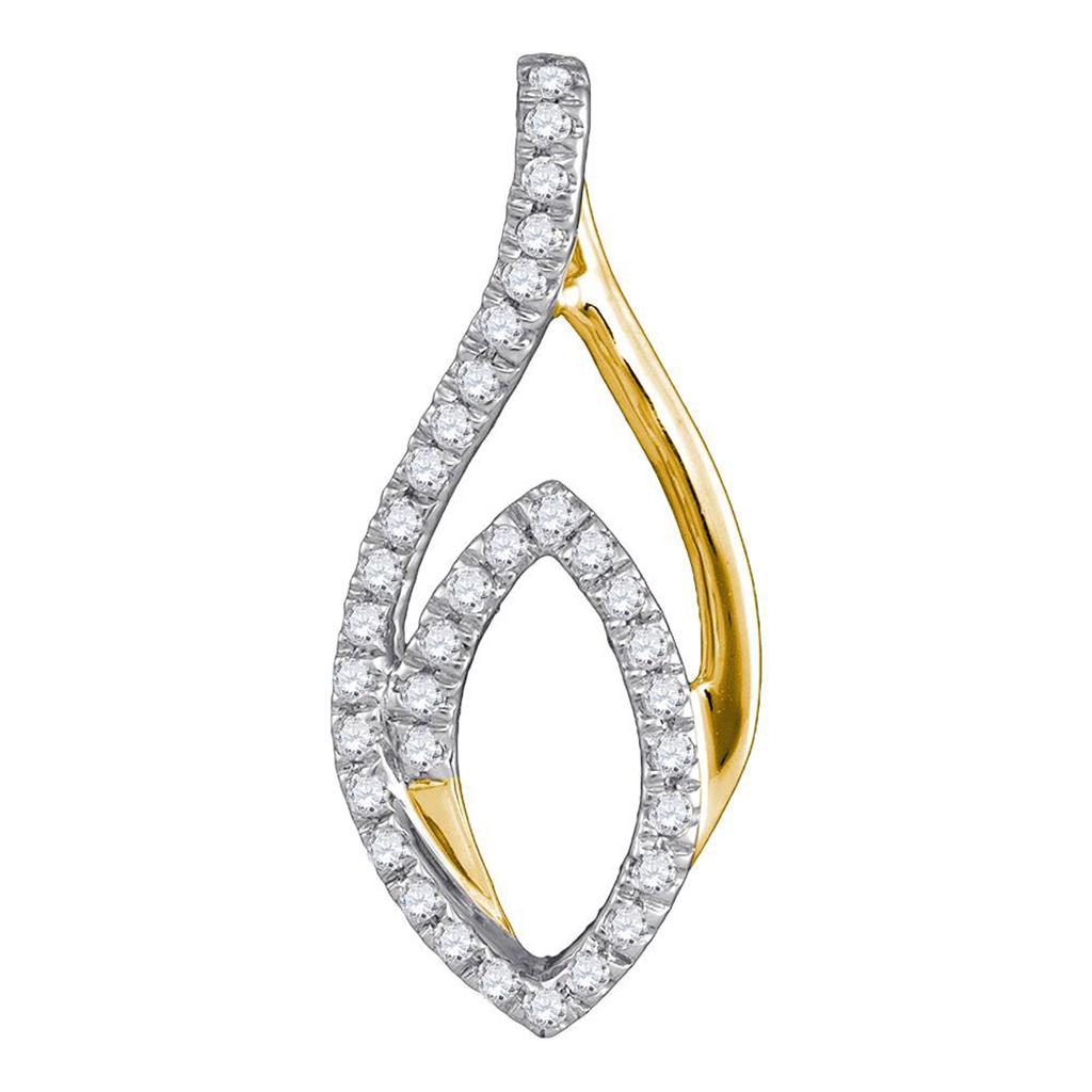 10kt Yellow Gold Round Diamond Oval Fashion Pendant 1/5 Cttw