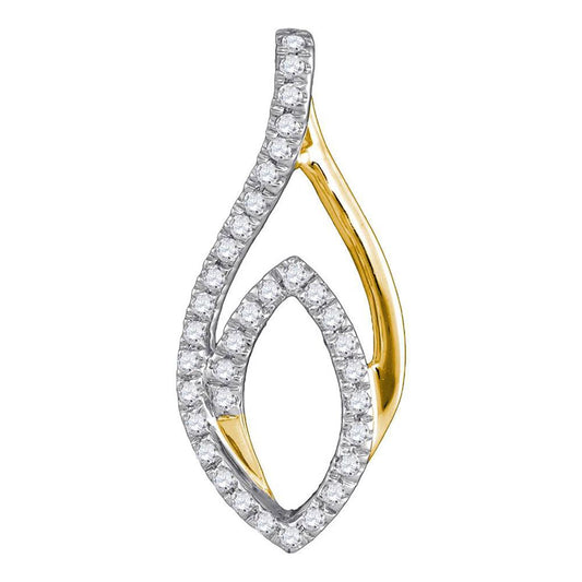 10kt Yellow Gold Round Diamond Oval Fashion Pendant 1/5 Cttw
