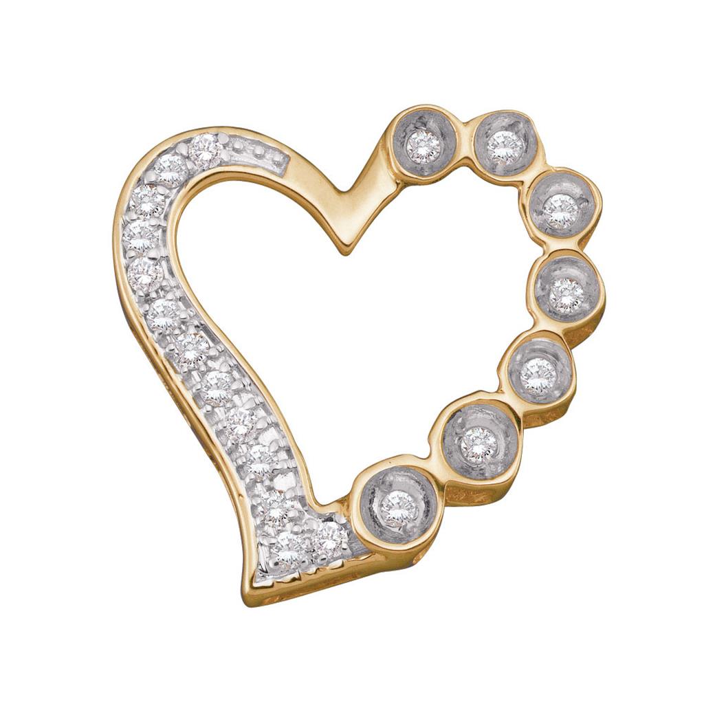 10k Yellow Gold Round Diamond Heart Outline Frame Pendant 1/6 Cttw