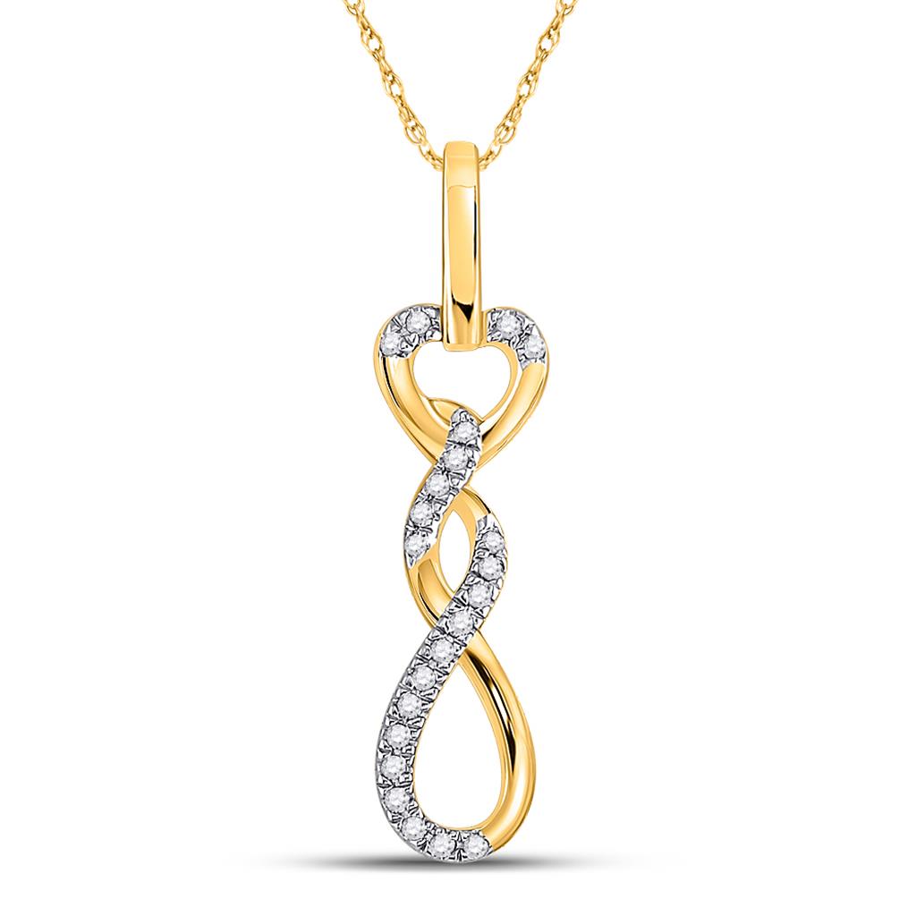 10k Yellow Gold Round Diamond Twist Fashion Pendant 1/10 Cttw