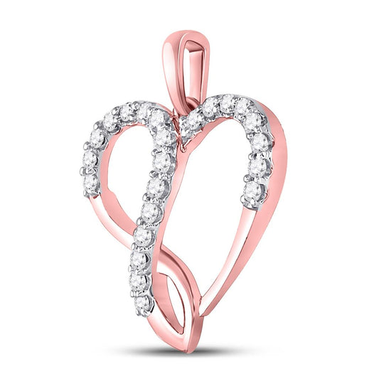 10k Rose Gold Round Diamond Infinity Heart Pendant 1/3 Cttw