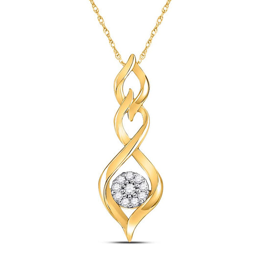 10k Yellow Gold Round Diamond Infinity Pendant 1/10 Cttw