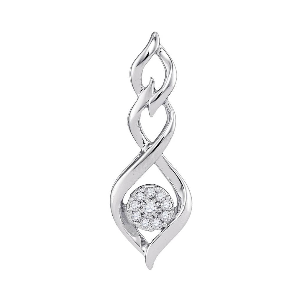 14k White Gold Round Diamond Infinity Pendant 1/10 Cttw