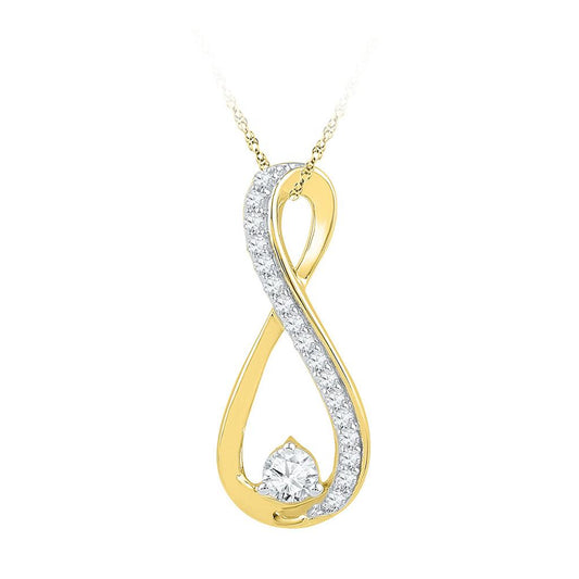 10k Yellow Gold Round Diamond Infinity Pendant 1/4 Cttw