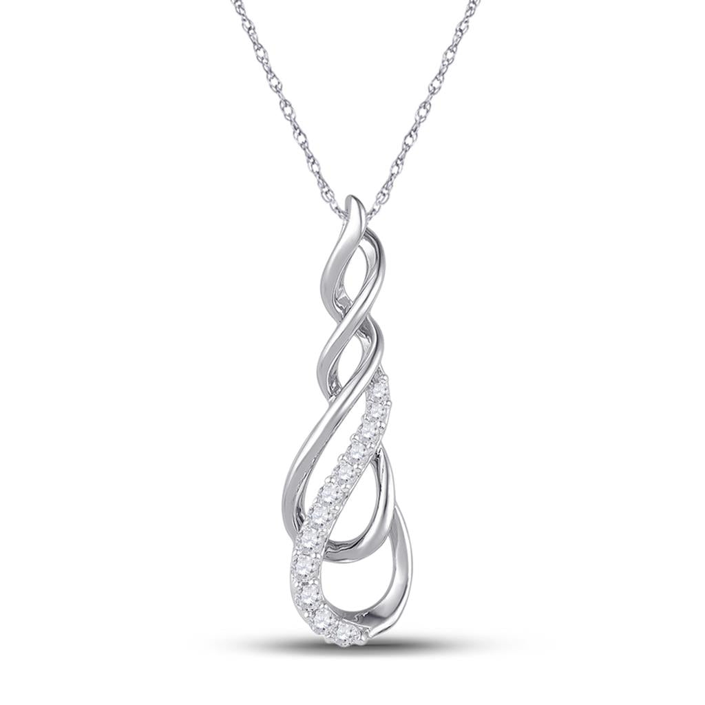 14k White Gold Round Diamond Fashion Pendant 1/6 Cttw