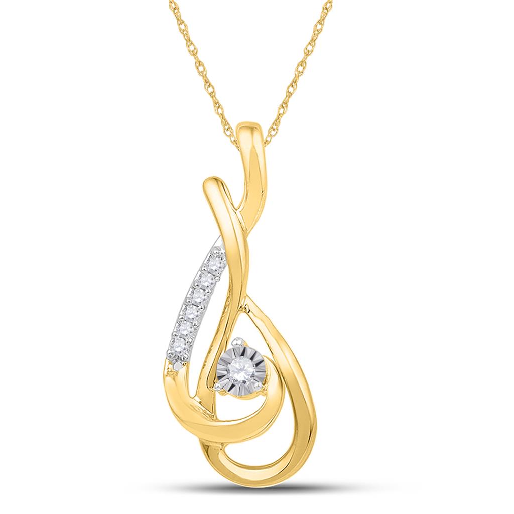 10k Yellow Gold Round Diamond Fashion Pendant 1/10 Cttw