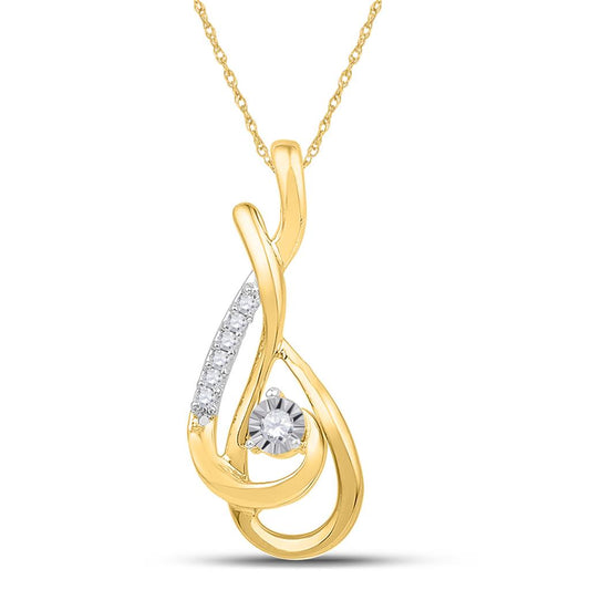 10k Yellow Gold Round Diamond Fashion Pendant 1/10 Cttw