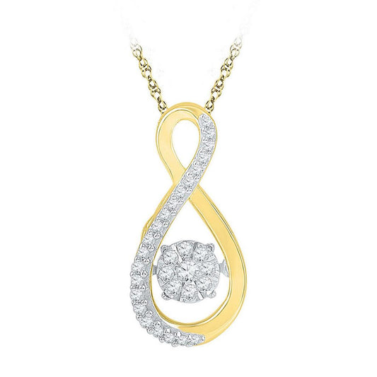 10k Yellow Gold Moving Round Diamond Infinity Pendant 1/6 Cttw