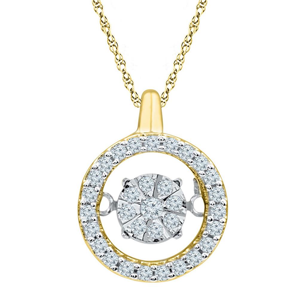 10k Yellow Gold Round Diamond Dangle Pendant 1/5 Cttw