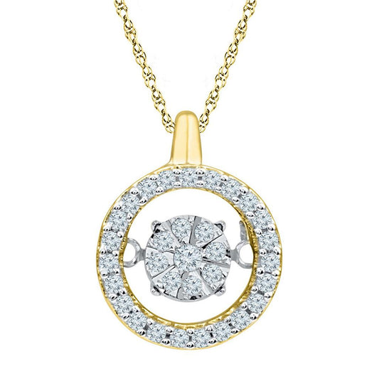 10k Yellow Gold Round Diamond Dangle Pendant 1/5 Cttw