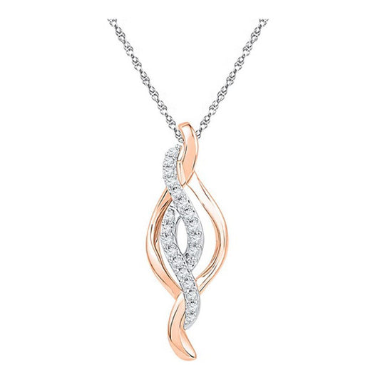 10k Two-tone Gold Round Diamond Fashion Pendant 1/8 Cttw