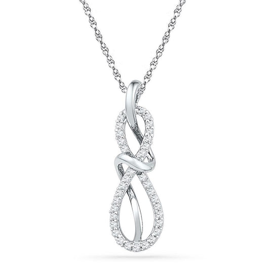 10k Rose Gold Round Diamond Vertical Infinity Pendant 1/5 Cttw