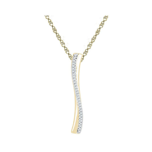 10k Yellow Gold Round Diamond Bar Fashion Pendant 1/10 Cttw