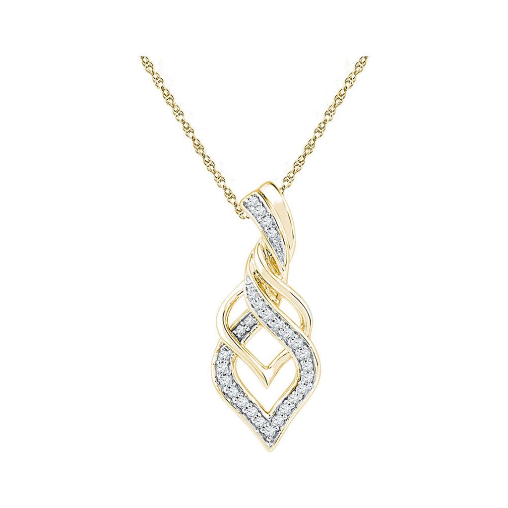 10k Yellow Gold Round Diamond Spade Fashion Pendant 1/6 Cttw