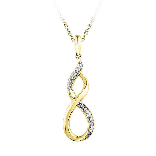 10k Yellow Gold Round Diamond Twist Fashion Pendant 1/20 Cttw