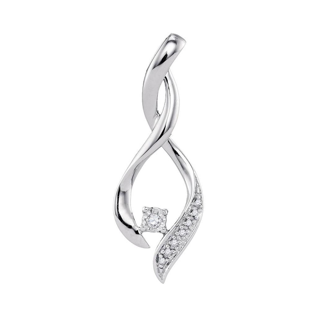14k White Gold Round Diamond Fashion Pendant 1/20 Cttw