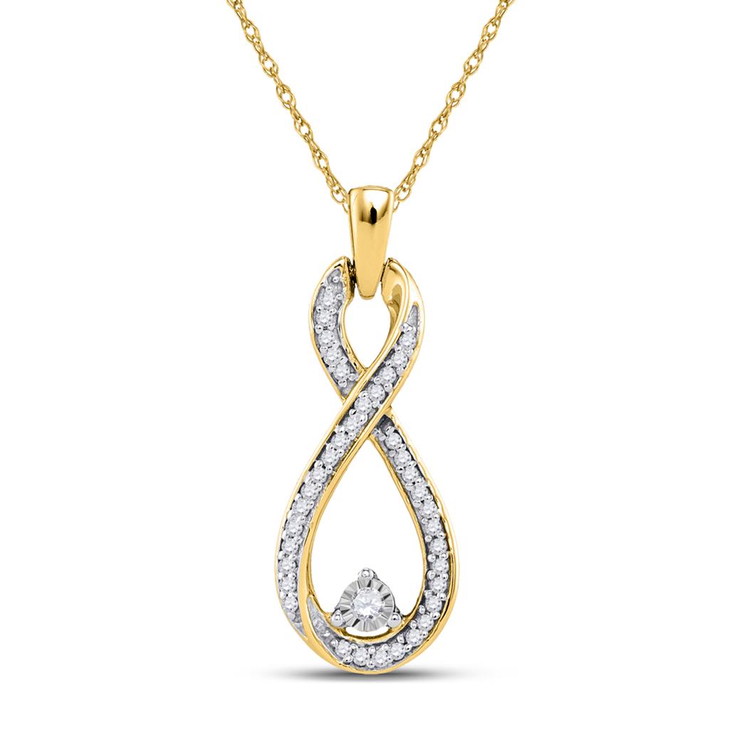 10k Yellow Gold Round Diamond Infinity Pendant 1/6 Cttw