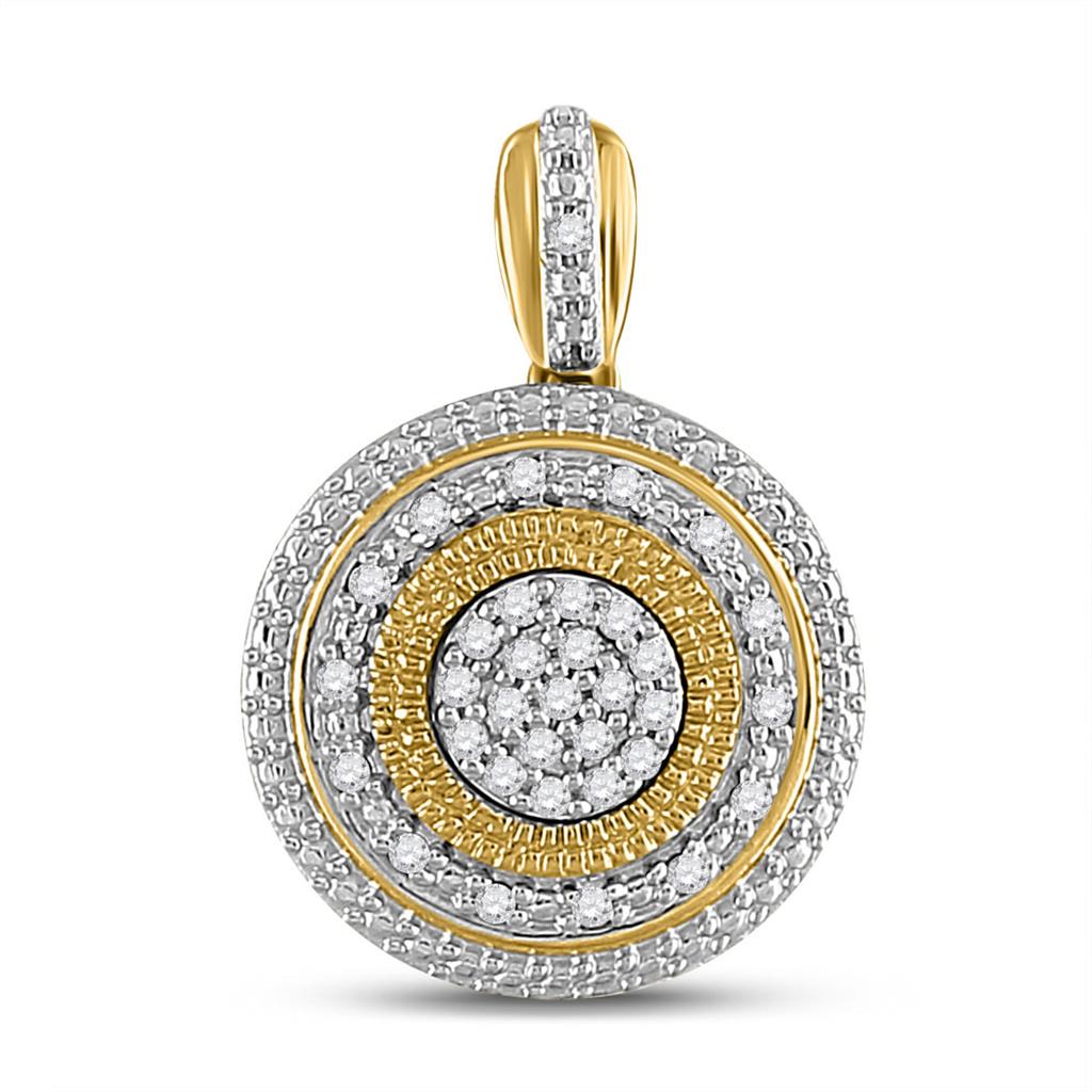 10k Yellow Gold Round Diamond Circle Pendant 1/10 Cttw