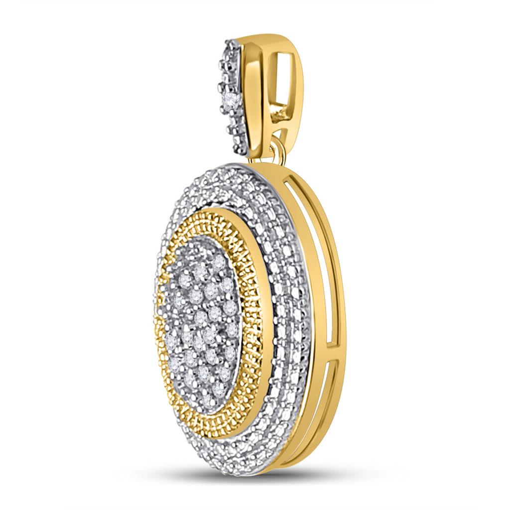 10k Yellow Gold Round Diamond Oval Pendant 1/10 Cttw