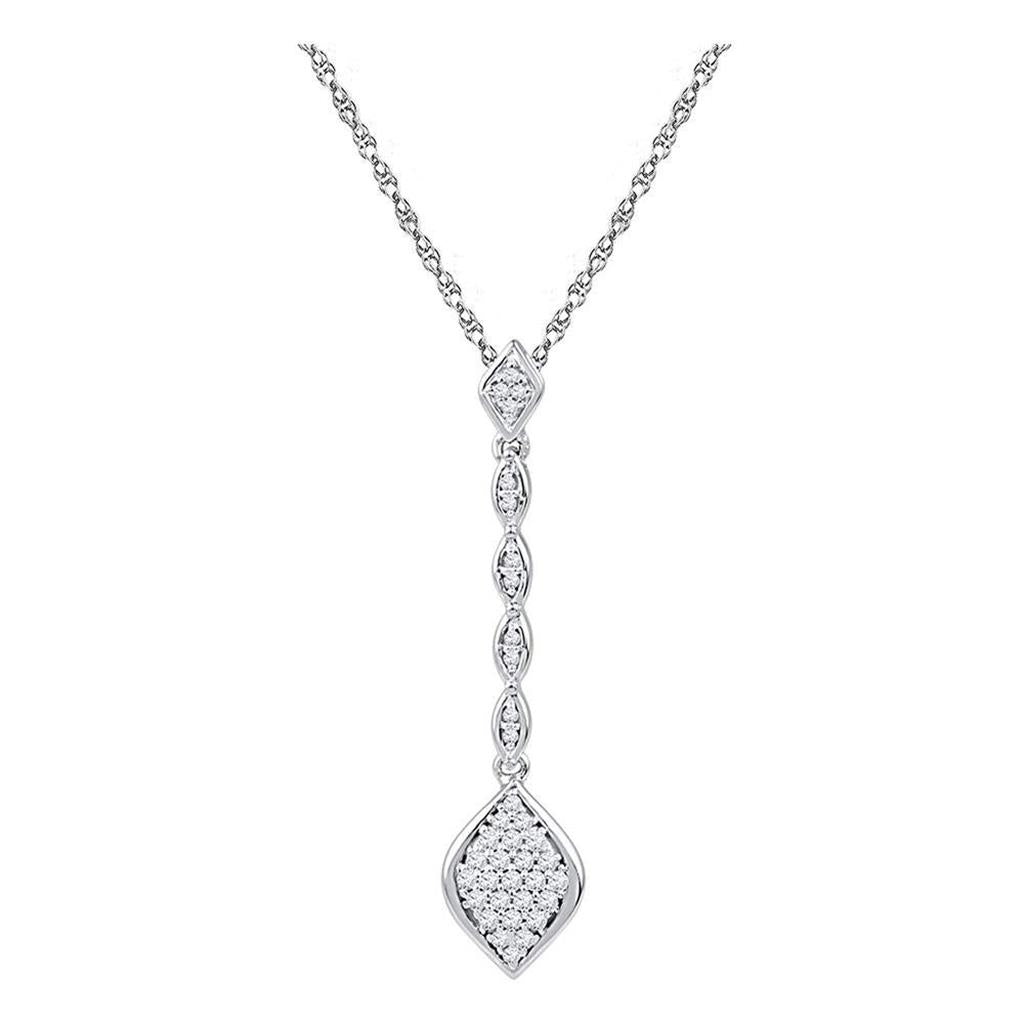 14k White Gold Round Diamond Dangle Pendant 1/4 Cttw