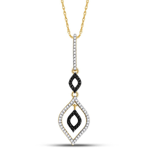 10k Yellow Gold Round Black Diamond Fashion Pendant 1/4 Cttw