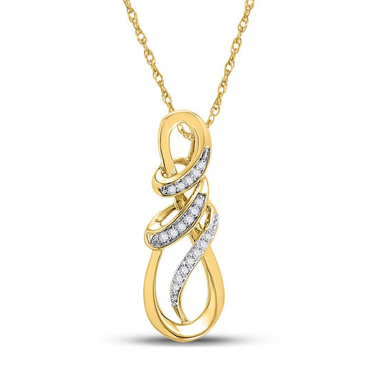 10k Yellow Gold Round Diamond Infinity Anniversary Love Pendant 1/10 Cttw