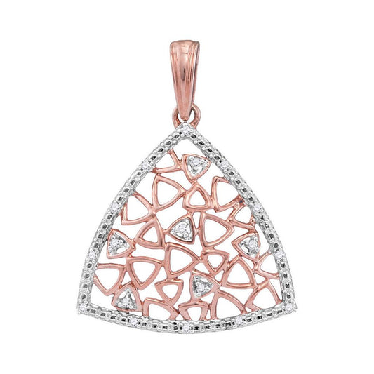 10k Two-tone Gold Round Diamond Triangle Pendant 1/20 Cttw