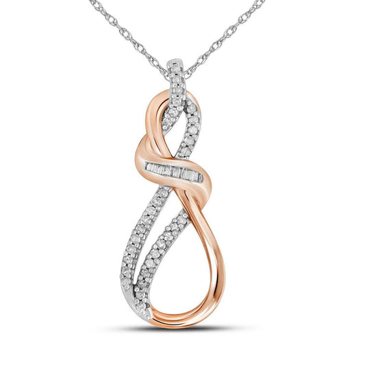 10k Rose Gold Round Diamond Infinity Pendant 1/6 Cttw