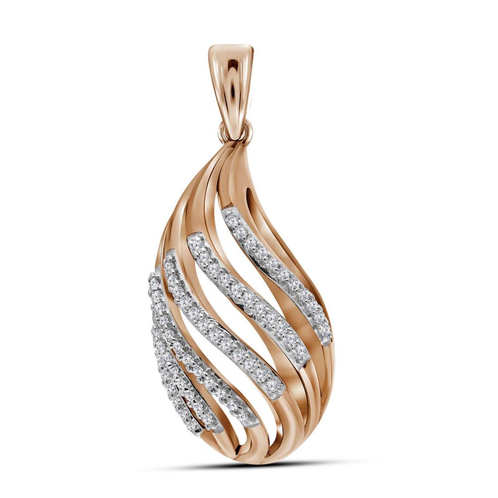 10k Rose Gold Round Diamond Strand Fashion Pendant 1/6 Cttw
