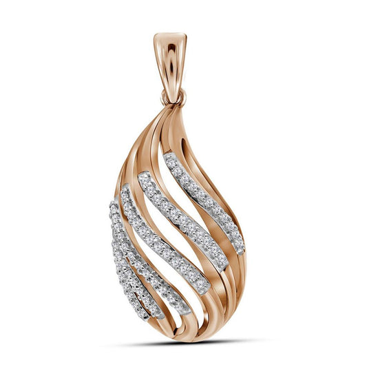 10k Rose Gold Round Diamond Strand Fashion Pendant 1/6 Cttw