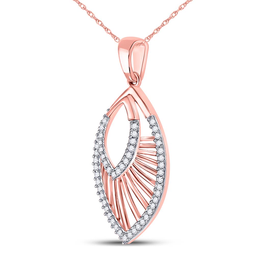 10k Rose Gold Round Diamond Modern Geometric Fashion Pendant 1/6 Cttw