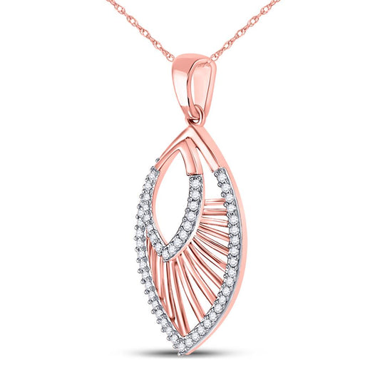 10k Rose Gold Round Diamond Modern Geometric Fashion Pendant 1/6 Cttw