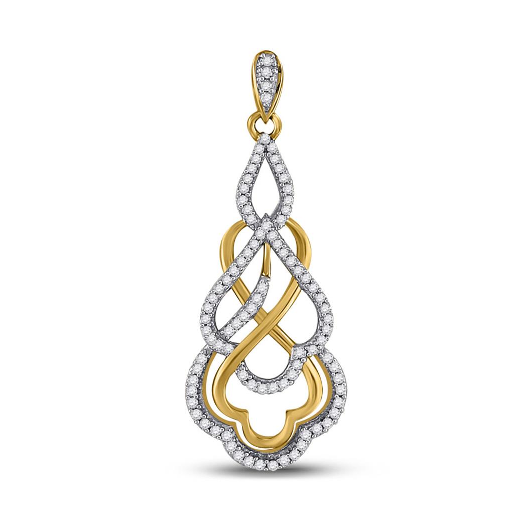 10k Yellow Gold Round Diamond Fashion Pendant 1/4 Cttw