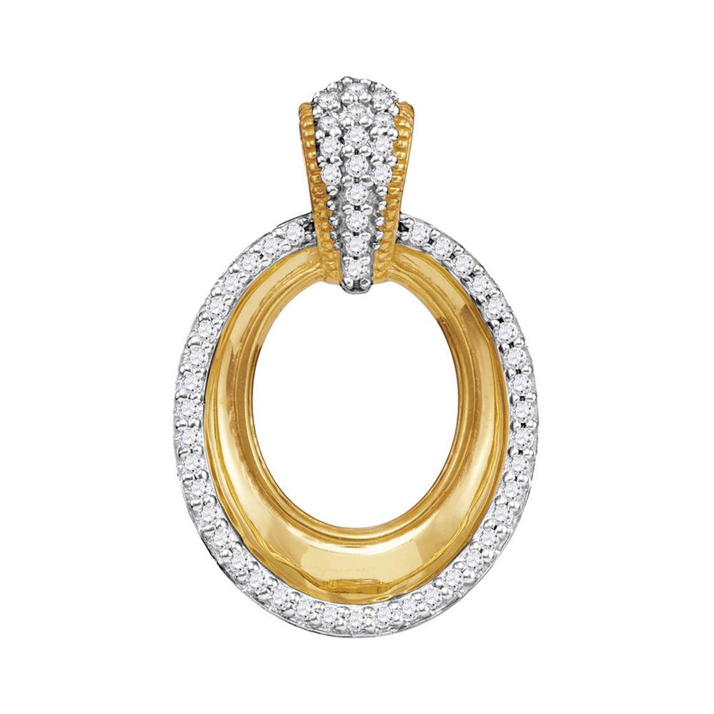 10k Yellow Gold Round Diamond Outline Oval Pendant 1/6 Cttw