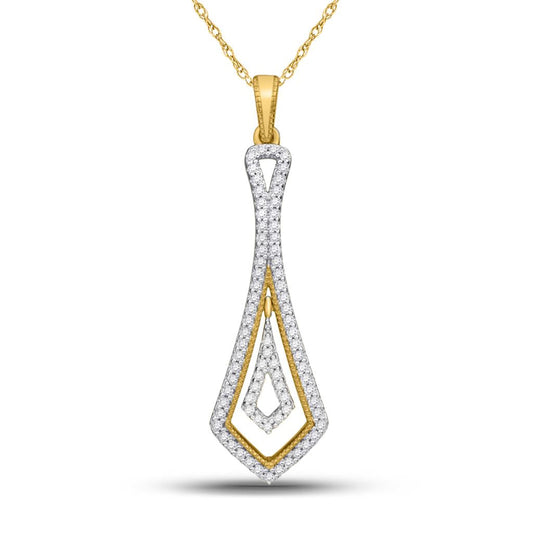 10k Yellow Gold Round Diamond Geometric Fashion Pendant 1/4 Cttw