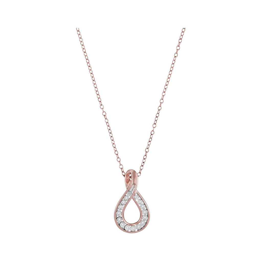 10k Rose Gold Round Diamond Fashion Teardrop Pendant .03 Cttw