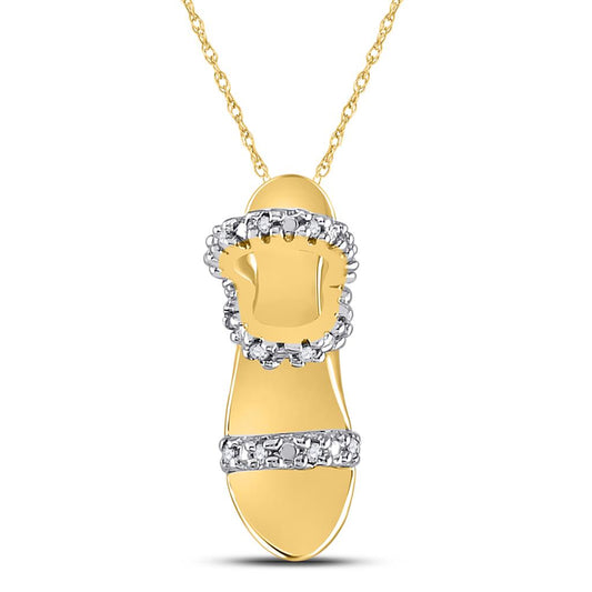 10k Yellow Gold Round Diamond Stiletto Shoe Pendant 1/20 Cttw