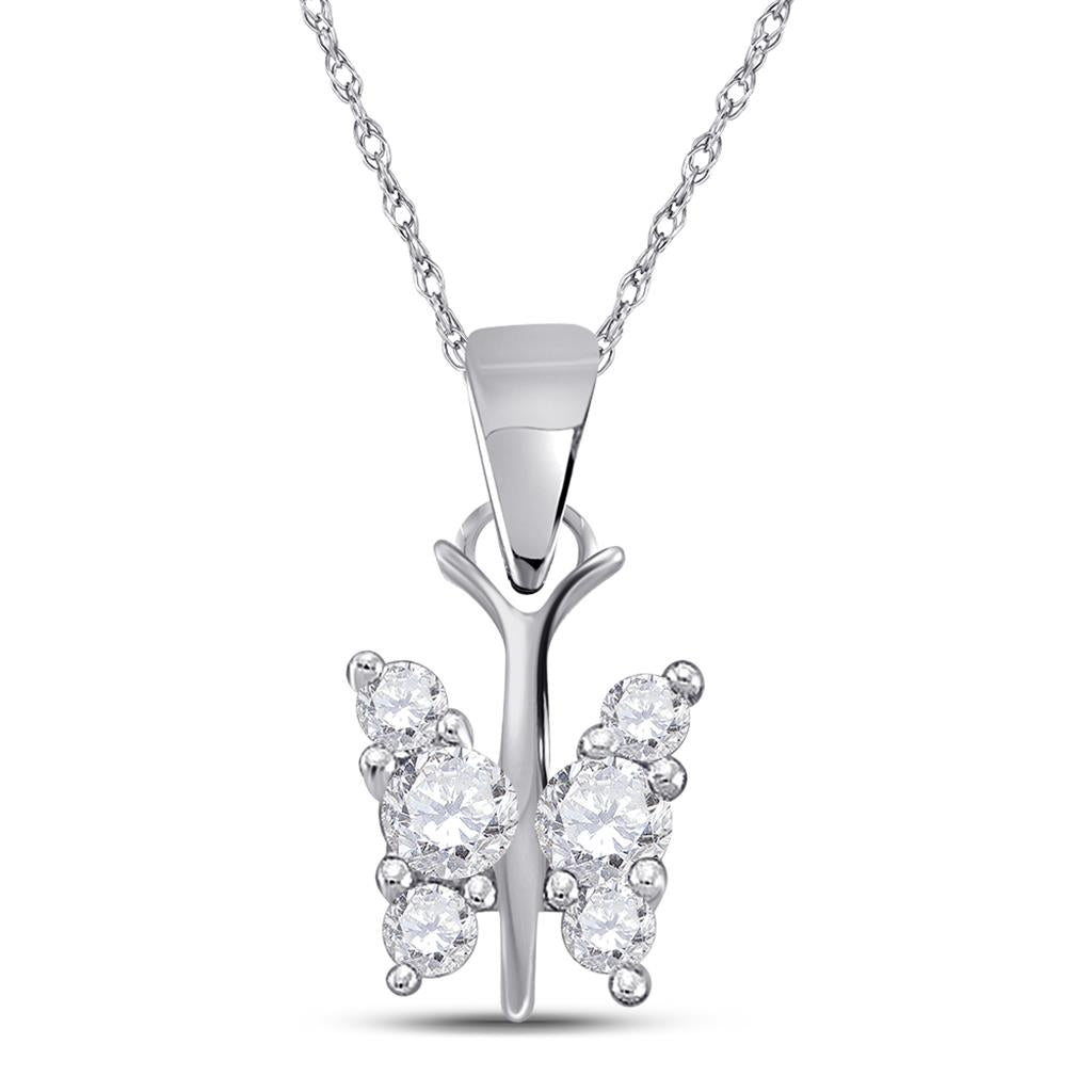 1/6CTW-Diamond BUTTERFLY PENDANT