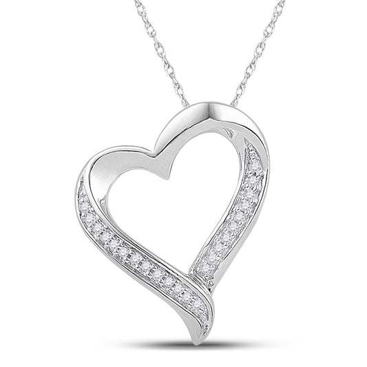 10k Yellow Gold Round Diamond Heart Pendant 1/10 Cttw
